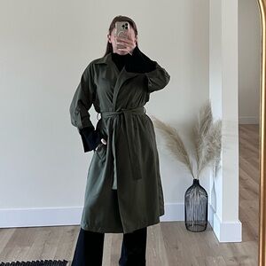 stradivarius Olive Green Trench Coat with Belt